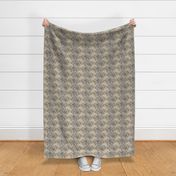 Trotting Swedish Vallhund and paw prints - faux linen