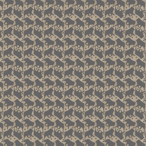 Tiny Trotting Schipperke and paw prints - faux linen