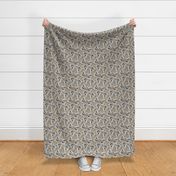 Trotting Keeshond and paw prints - faux linen