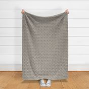 Tiny Trotting Keeshond and paw prints - faux linen