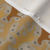 Tiny Trotting Chessies and paw prints - faux linen