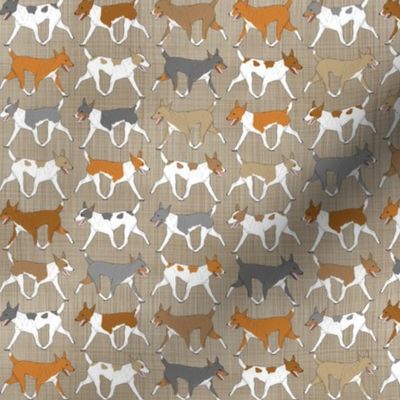 Small Trotting Rat terrier border - faux linen