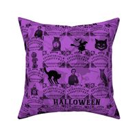 Purple Goth Halloween Black Cat Witch Poe Witch Ouija Board Toss Vintage Style 