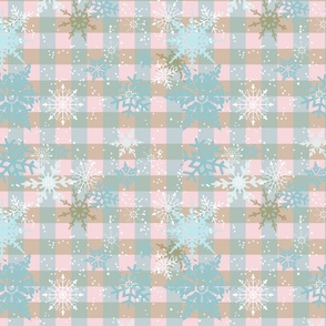 Plaid Snow - Pink, Aqua, Gold 