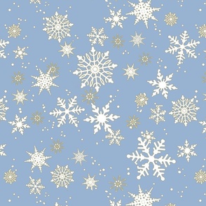 Snow Day - Gold/White -  Cerulean Blue 