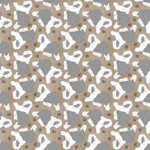 Trotting Old English Sheepdogs - faux linen