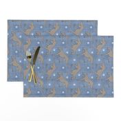 Trotting Weimaraner and paw prints - faux denim