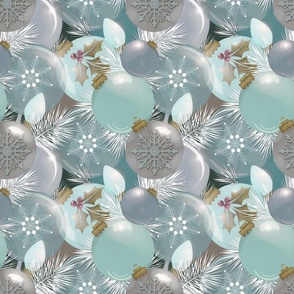 Christmas Baubles - Gray/Seafoam