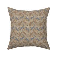 Tiny Trotting dilute Doberman Pinschers and paw prints - faux linen