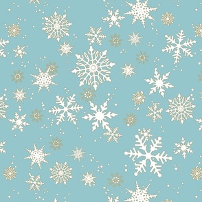 Snow Day- Gold/White - Dk. Seafoam 