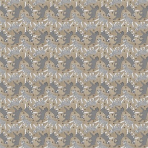Tiny Trotting Standard Schnauzers and paw prints - faux linen