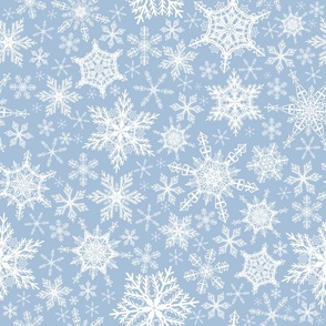 Elegant Sky Blue Snowflakes