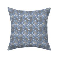 Tiny Trotting natural Standard Schnauzers and paw prints - faux denim