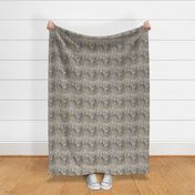 Trotting natural Standard Schnauzers and paw prints - faux linen