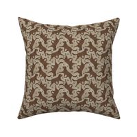 Tiny Trotting American Water Spaniel and paw prints - faux linen