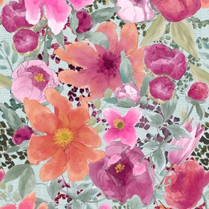 Peony and Clematis Floral (large scale)