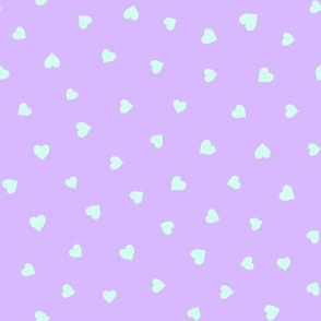 Mint green hearts on purple