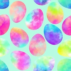 Watercolor Easter Eggs on light mint