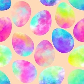 Watercolor Easter Eggs on peach