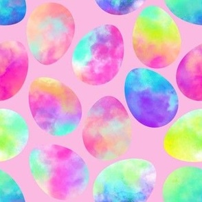 Watercolor Easter Eggs on light pink