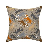 Trotting American Staffordshire Terriers - faux linen