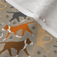 Tiny Trotting American Staffordshire Terriers - faux linen