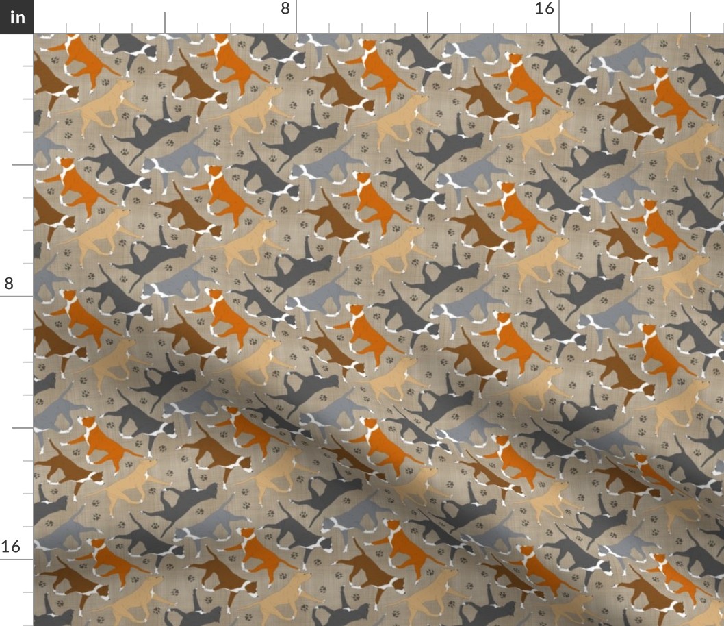 Tiny Trotting American Staffordshire Terriers - faux linen