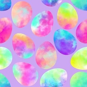 Watercolor Easter Eggs on light violet