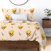 Fall Florals - Large - Simple Yellow Flowers on Peach