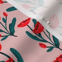 Fall Florals - Medium - Pink Poppies on Pink
