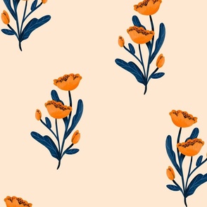 Fall Florals - Large - Simple Poppies on Peach