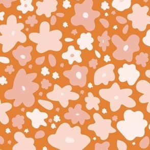 Terrazzo Ditsy Flower - Coral 'n Orange, Medium