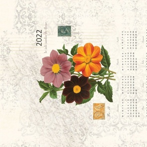 Vintage Botanical Calendar tea towel calendar wall hanging spoonflower challenge TerriConradDesigns
