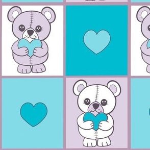 Patchwork teddies aqua teal