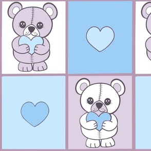 Patchwork teddies blue 