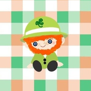 Leprechaun on Irish gingham