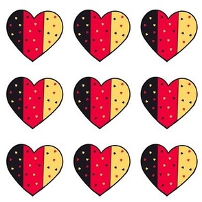 Belgian flag hearts on white