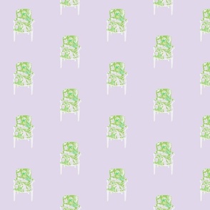 Pea Green Arm Chair on Lilac