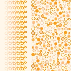 Jumbo Scale - Vertical Loopy Lines with Hybrid Paisley or Loops - Tightly Scattered - Orange Tangerine Ombre