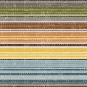 Southwest Serape Stripe - Faux Mexican Jerga Blanket in muted teal, green, orange, rust and earthen tones