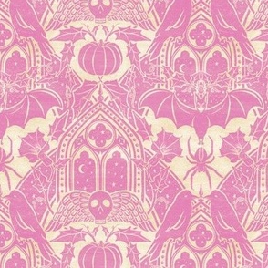 Gothic Halloween Damask - small - orchid and cream