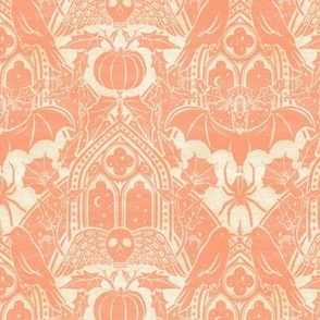 Gothic Halloween Damask - small - peach and cream 