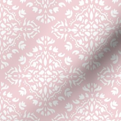 Decorative Diamond Medallions - White on Pink