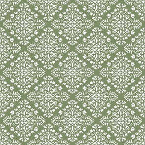 Decorative Diamond Medallions - White on Sage