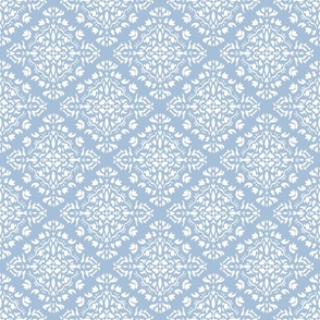 Decorative Diamond Medallions - White on Sky Blue