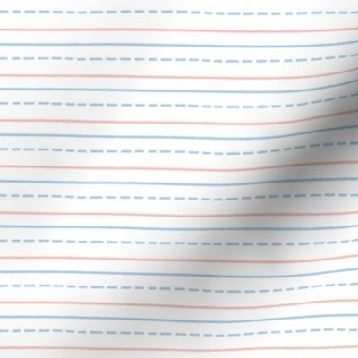  TINY LINES Hand drawn Lined School Classroom Writing Paper Kindergarten Pink and Blue 