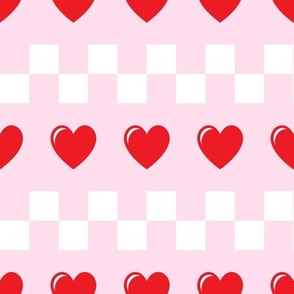 Lovecore heart is a chess Red on pink Medium scale