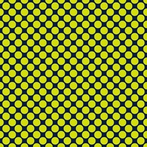 Chartreuse and Midnight Blue polka dots