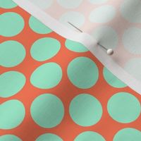 Papaya and mint polka dots 