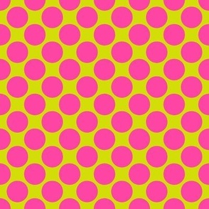 Hot Pink and Chartreuse   polka dots